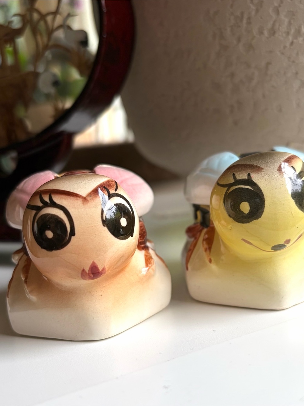 Anthropomorphic Honey Bumble Bee salt cellars Japan set of 2 1950’s